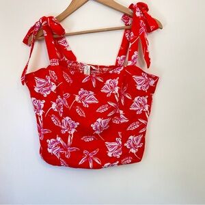 Joie Linen Shoulder-Tie Crop Top